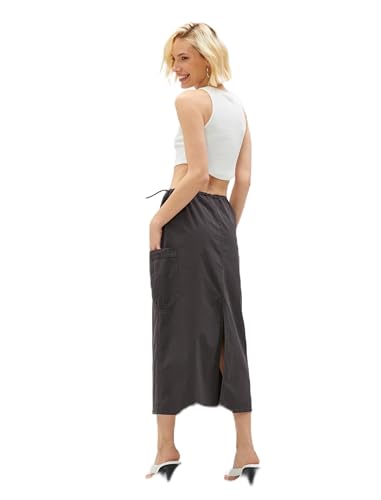 Mini jupe parachute anthracite Koton en taille M avec taille élastique et poches