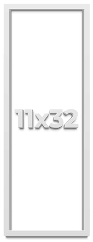 11x32 Shadow Box White Solid Pine Wood Picture Frame with Acid-Free Backing UV Acrylic & Hanging Hardware with 0.75 Inches of Usable Depth and 0.75 Inches Frame Moulding Width