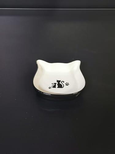 FEEDING AND DRINKING BOWL CAT NONA CERAMIC BLACK-WHITE HEAD 250ML 13,5x13x3,5CM - Image 3