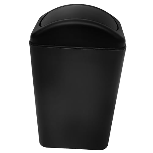 Caneca de Basura Plástica Negra Estrecha con Tapa Abatible miniatura 1