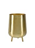 Serene Spaces Living 8' Gold Three-Footed Planter: Stylish Iron Cachepot for Succulents, Cacti. Mid-Century Design, Indoor/Outdoor