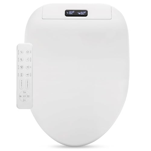 GenieBidet Electric Bidet Toilet Seat - Self Cleaning Heated Elongated Design and Wireless Remote Control - Unlimited Warm Water - Convenient Heated Boilet Seat with Bidet- EB-4000e