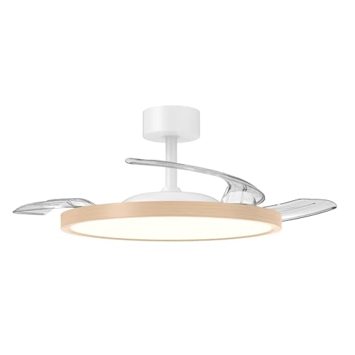 ADANITY Ventilador de Techo LED Premium - Acabado Madera Elegante - Motor DC Silencioso 24V - 6 Velocidades - Luz LED 3240LM - Mando a Distancia - Estilo Rústico Moderno - 50 cm diámetro (4)