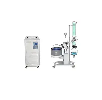 10L Rotary Evaporator with Cooling Chiller and Vacuum Pump, Double-Layer Tower Condenser, Quick Lifting, Upgradable to 20L
