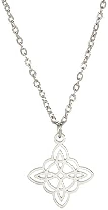 LIKGREAT Witch's Knot Necklace Witchcraft Pendant Irish Celtic Knot Pagan Wiccan Symbol Charm Good Luck Protection Vintage Jewellery for Women Girls