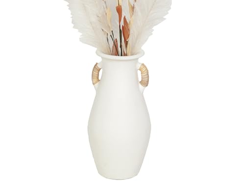 Vase terre cuite artisanal et anses mimbre de haute qualite - 2