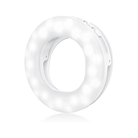 ATUMTEK Selfie Ring Light for Phone with 3 Light Temperatures, Portable Rechargeable Clip-on Ring Light with 48 LEDs for Mobile, Laptop, Zoom Meeting, Makes up, Video Calls, Streaming, Selfies Cover
