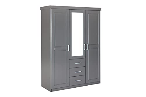 Inter Link Norwin Armadio 3 Ante Grigio, Legno