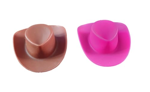 Fat-catz-copy-catz 4x Pink & Brown (2 of Each Colour) Plastic Fashion Western CowBoy Hats For 11.5" Fashion Dolls