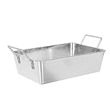 LALADEFIEE Praktischer Rechteckiger Snackteller mit Griff Verzinkter Metall Speiseteller für Pommes Frites Gebratenes Hähnchen und Dessert Multifunktionales Serviertablett für Partys