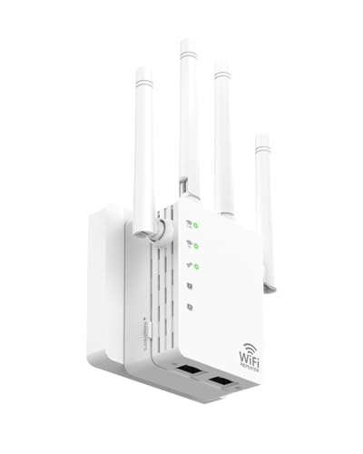 WiFi Extender Supports 105 Devices, 1.2Gbps Home Signal Booster,Dual Band 5GHz/2.4GHz, Covers Up to 12880 Sq.ft, EasyMesh Compatible, with 1 Ethernet Port