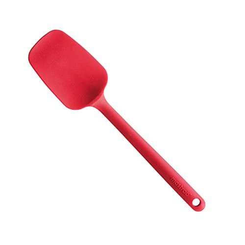 Mastrad Silicone Spoon Spatula - Non-Stick Rubber Spatula - Ideal For Mixing, Scooping, and Scraping - Dishwasher Safe and High Heat Resistant (Red)
