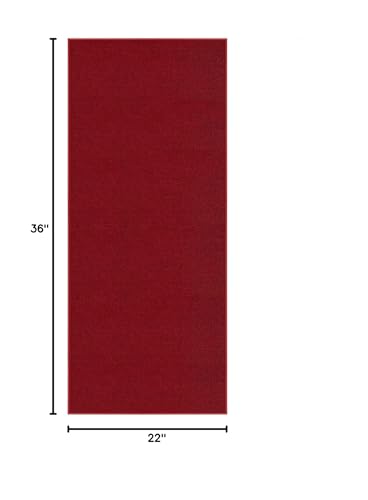 Image of Kapaqua Red Solid Colored Runner Rug Non Slip Rubber Grip Bottom Pet Friendly Kitchen Hallway Carpet Runner 2x3