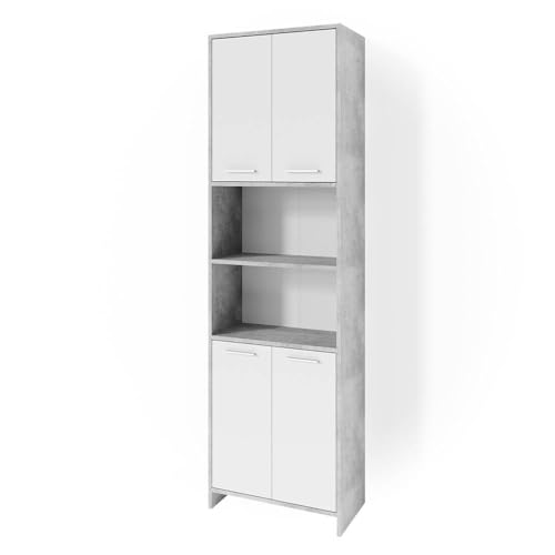 Vicco Badschrank Beton Maris 56x190x30 cm - Wäscheschrank, Ideal für...