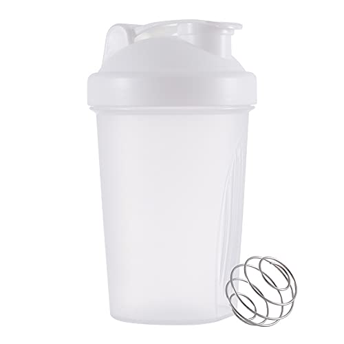 Generisch 400ml Protein Shaker Flasche Auslaufsicher, Eiweiß Shaker mit Sieb & Skala, Weiß