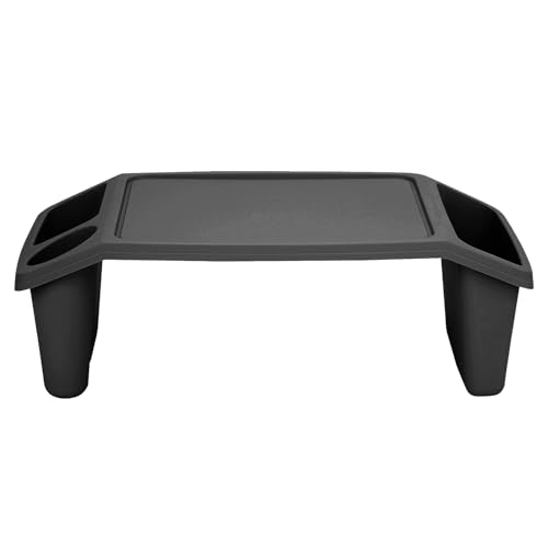 Portable Lap Tray - Multipurpose Laptop Desk TV Tray with Storage Compartments - Lightweight Bed Table for Breakfast & Dinner - Durable Plastic Activity Table for Kids - Black