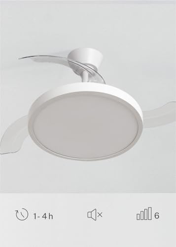 Miniatura 4 de Create Wind Clear Studio M Ventilador De Techo Con Luz Blanco Con Mando 40w, Temporizador, Ø 108 Cm, 6 Velocidades, Aspas Retráctiles, 3 Temperaturas De Luz, Función Verano-Invierno