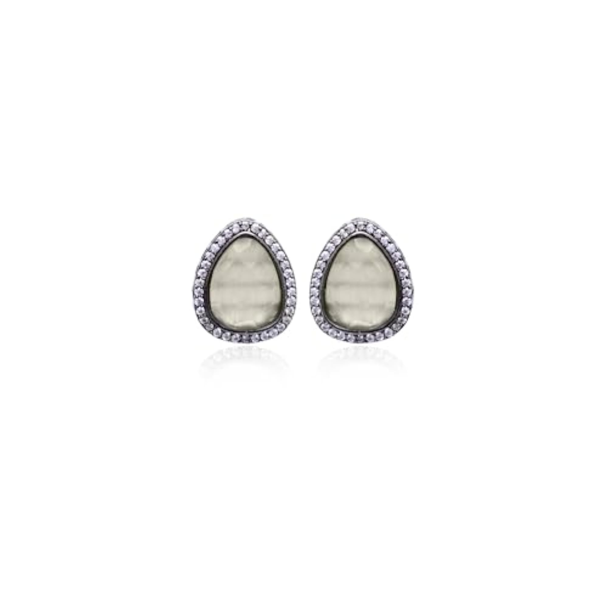 Women's Oxidised Ad Stone Statement Stud Earrings