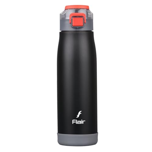 Image of FLAIR Sprint 750ml Vacuum Insulated Water Bottle - 304 Stainless Steel, Double Wall Thermos Flask, Leak-Proof, BPA-Free (Black)