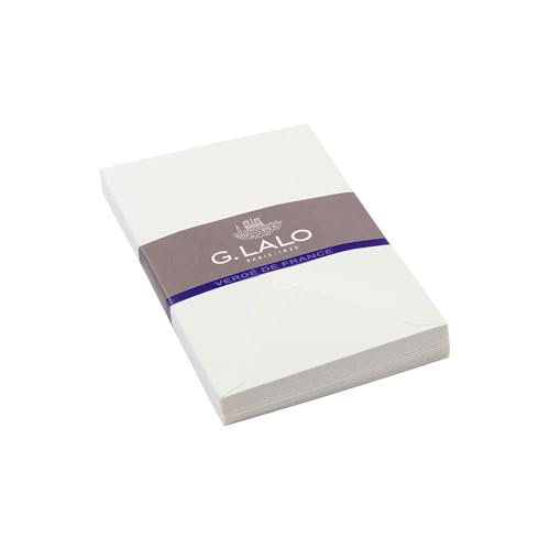 Lalo 21400L - Pack of 25 Gummed Lined Envelopes C6, Vergé De France, White