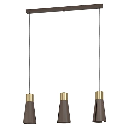 Lámpara colgante de 3 luces Eglo Losalomas en metal moca y latón con casquillo GU10