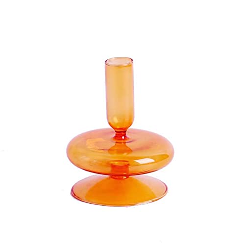 Vaso in vetro a forma di candelabro, vaso in vetro per centrotavola, vaso floreale moderno per centro, soggiorno, camera da letto, ufficio, decorazione da tavolo (giallo D)