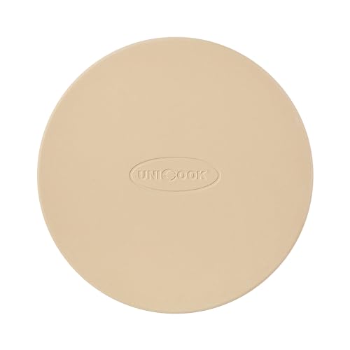 Unicook Rund Pizzastein 26 cm - Pizza Backstein für Backofen und Grill, Backofenstein aus Cordierit für knusprigen Pizzaboden, Brot, Keksen