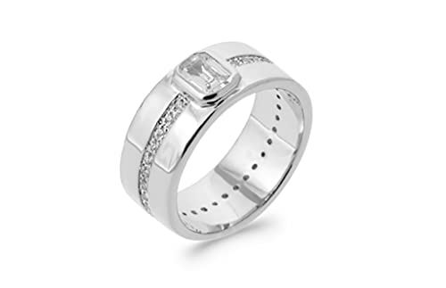 Solitaire Carré Oxyde de Zirconium en Argent 925, le cadeau idéal en sachet velours