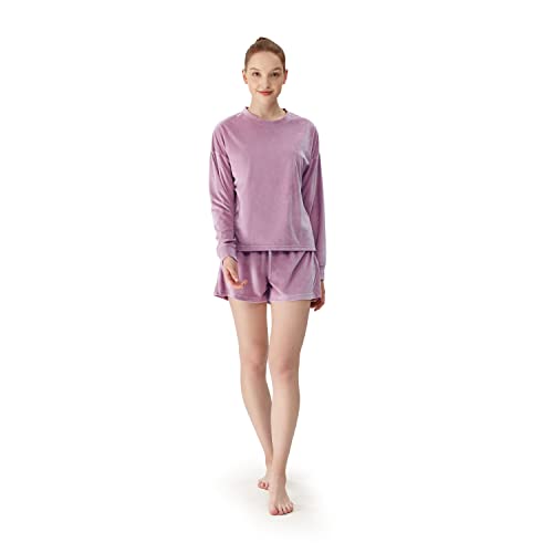 Berkshire Blanket Baby Fleece Lounge Set | All-Season Fleece Crewneck And Lounge Short Set | Purple Ash | Small #TOP2