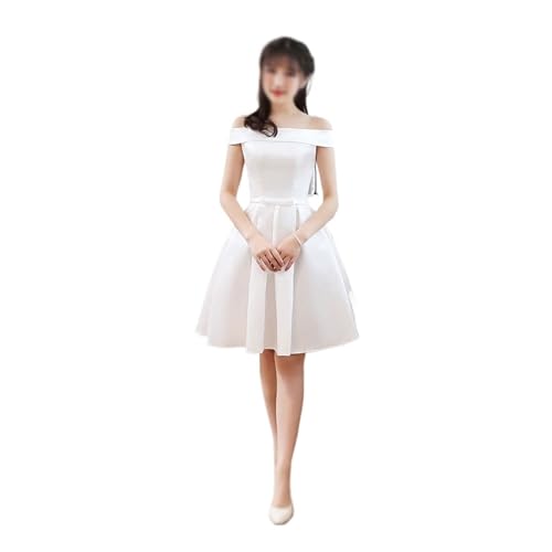 Robe de demoiselle d'honneur courte combinaison satin blanc tenue cérémonie