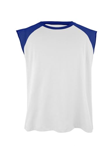 Minclouse Men's Casual Raglan Sleeves Tank Tops Sleeveless Crew Neck T Shirts Color Block Tees3