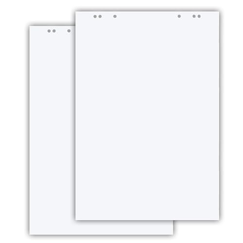 Conipa® - 2 x Flipchart Papier Block 68x99 cm weiß (BLANKO) 80 g/qm - 2 Flipchart-Blöcke à 20 Blatt - Whiteboard-Papier für Charts & Meetings (2 Blöcke Blanko)