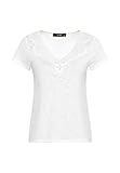 Gerade geschnitten HALLHUBER T-Shirt mit Spitzenblende am Ausschnitt gerade geschnitten Offwhite, XL