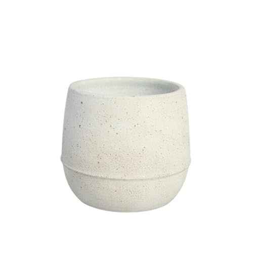 SMPLY. Macetero Decorativo de Cerámica Redondo para Plantas Interior y Exterior Ideal para Terrazas y Jardínes 16 x 16 cm Blanco