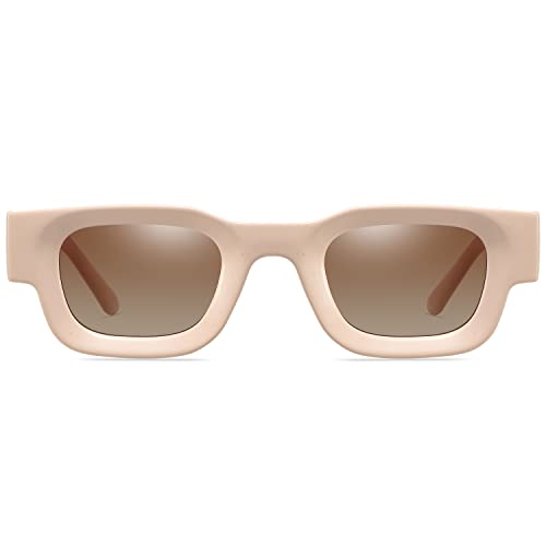 Image of EYLRIM Thick Square Frame Sunglasses for Women Men Chunky Rectangle Polarized Sunglasses UV400 Protection