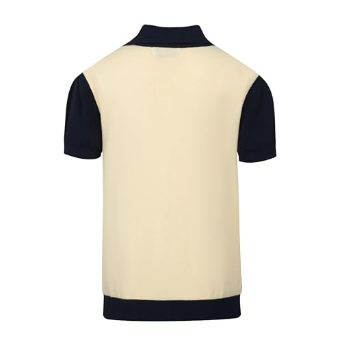 OXKNIT Knit Polo Shirts for Men, Dark Blue Star Vintage Polo Shirt Casual Short Sleeve Begie Golf T Shirts2