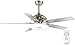 Habiba Ventilatore da soffitto a LED Moderno da 48"con Telecomando, Pale reversibili in Legno o Acciaio Inossidabile, Ventilatore da soffitto a 3 velocità del Vento Raffreddare