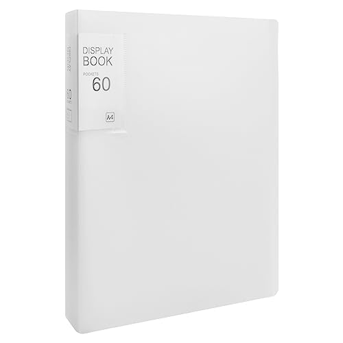 Sichtbuch PP A4 Mit Klarsichthüllen 60 Taschen, Präsentationsmappe, Präsentationsbuch Mit Transparenten Hüllen, Sichtmappe Präsentationsordner für Notenblätter Berichte Broschüren (Weiß)