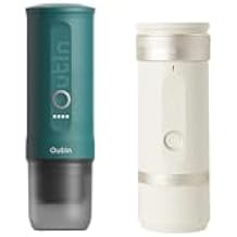 OutIn Nano Portable Electric Espresso Machine with Fino Portable Electric Coffee Grinder, White & Green