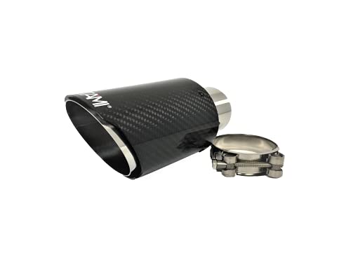 NETAMI Carbon Fiber Exhaust Muffler Tip Clamp-on 2.25 to 3.5 inch (Chrome Polish)