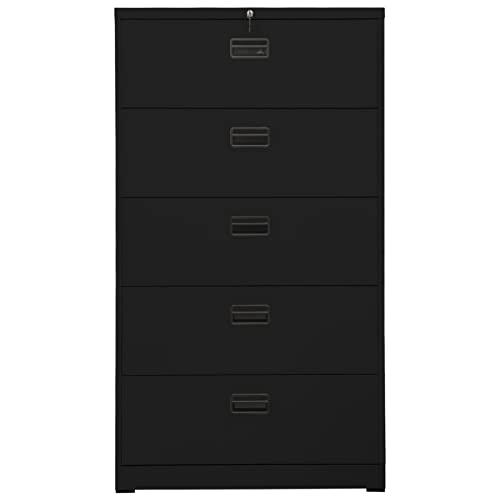 Armadietto portadocumenti in metallo nero con serratura 90 x 46 x 164 cm per ufficio e casa Sto Solut con Ders sicuri per forniture di documenti e risparmio di spazio efficiente nizat