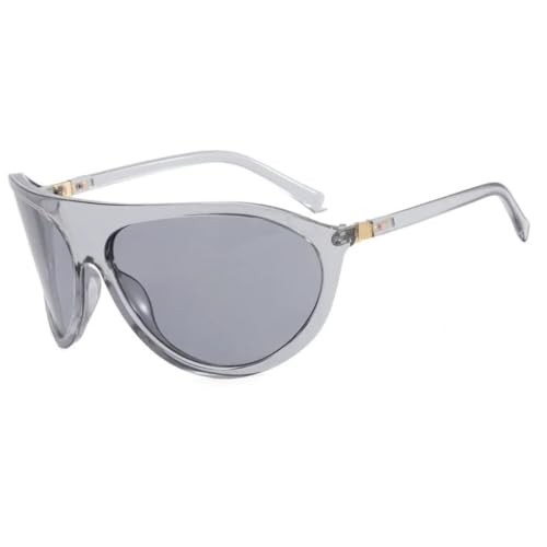 Lunettes de soleil vintage surdimensionnées mixtes style punk et sport couleur gris UV400