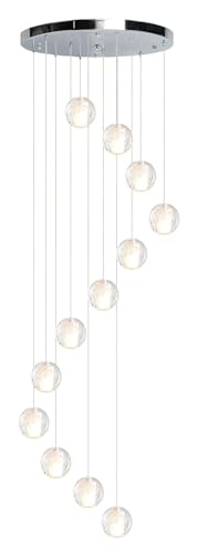 GONGKAI Lámpara de Techo de 12 Luces de Cristal de Lujo, lámpara Colgante de cúpula de Techo Alto en Espiral, lámpara Colgante de Montaje Empotrado con Bola de Cristal con Semillas, lámpar