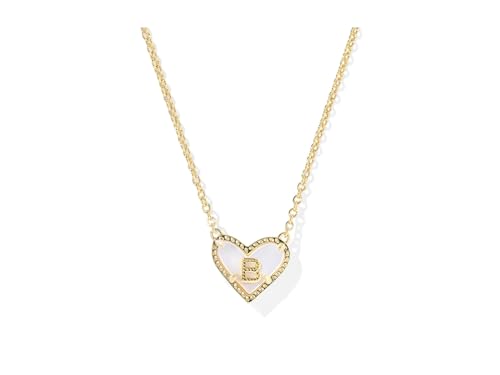 Kendra Scott Womens Heart Letter B Short Pendant Necklace Gold Ivory Mother Of Pearl One Size One Size