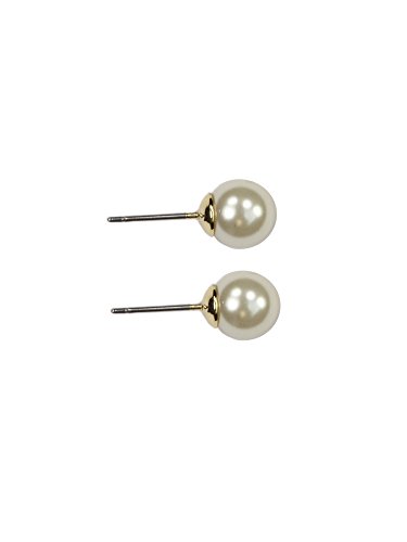 Image of Anne Klein Women's Pearl Stud Earrings, Layered Statement Fashion Jewelry for Everyday and Evening Wear