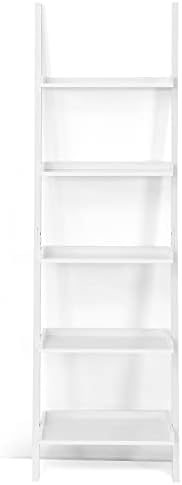 CASART 5 Tiers Ladder Rack, Wall Display Shelf Stand, Home Office Storage Shelving Unit Flower Plants Organiser Stand for Living Room Kitchen Bathroom (60 x 30 x 190cm, White)