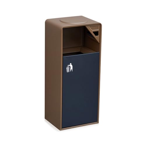 Moderno cubo de basura cuadrado para exteriores con cenicero, cesta de basura de metal para el hogar y el patio, elegante cubo de basura marrón para cenicero de jardín y patio
