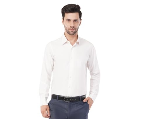 Men's Classic White Shirt Long Sleeve with Spread Collar - Perfec...