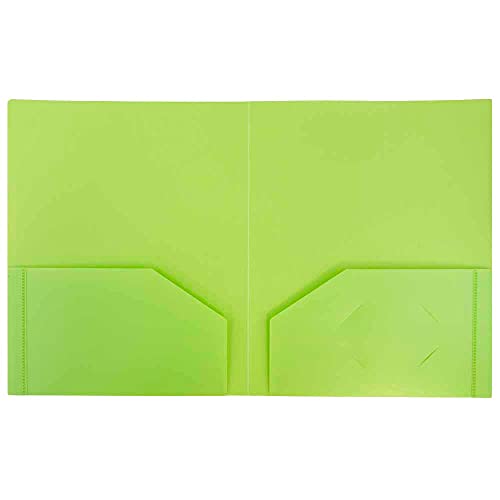 JAM-PAPER-Heavy-Duty-Plastic-2-Pocket-Extra-Tough-School-Folders-Lime-Green-6Pack