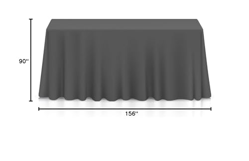 Lann's Linens 90 x 156 Inch Rectangular Tablecloth, Washable Polyester Fabric Table Cloth for Dining Tables, Parties, Restaurant, Weddings - Dark Gray